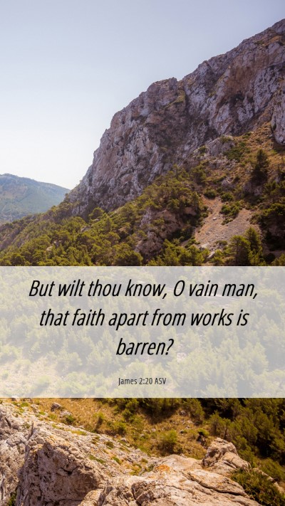 Picture 06 - James 2:20 ASV Mobile Phone Wallpaper - But wilt thou know, O vain man, that faith apart - Mobile Bible Verse Wallpaper