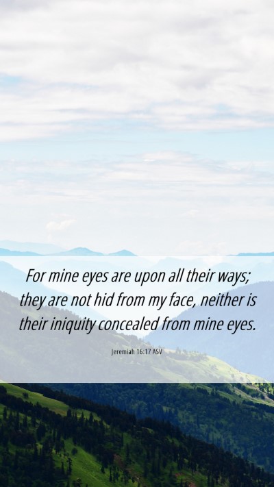 Picture 06 - Jeremiah 16:17 ASV Mobile Phone Wallpaper - For mine eyes are upon all their ways; they are - Mobile Bible Verse Wallpaper