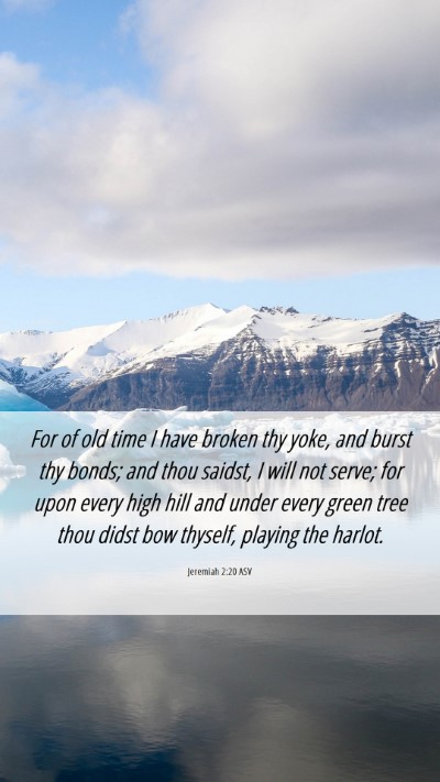 Picture 06 - Jeremiah 2:20 ASV Mobile Phone Wallpaper - For of old time I have broken thy yoke, and burst - Mobile Bible Verse Wallpaper