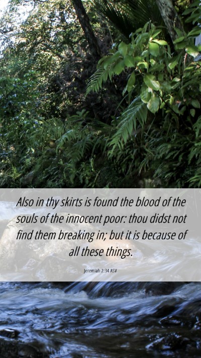 Picture 06 - Jeremiah 2:34 ASV Mobile Phone Wallpaper - Also in thy skirts is found the blood of the - Mobile Bible Verse Wallpaper