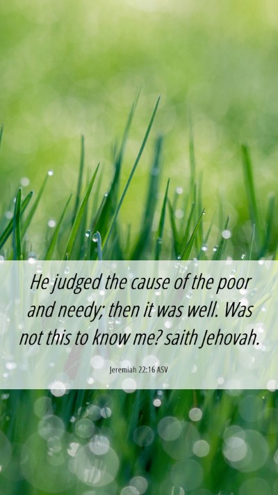 Picture 06 - Jeremiah 22:16 ASV Mobile Phone Wallpaper - He judged the cause of the poor and needy; then - Mobile Bible Verse Wallpaper