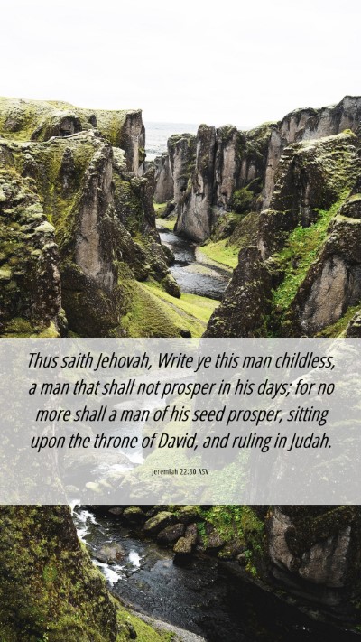 Picture 06 - Jeremiah 22:30 ASV Mobile Phone Wallpaper - Thus saith Jehovah, Write ye this man childless, - Mobile Bible Verse Wallpaper