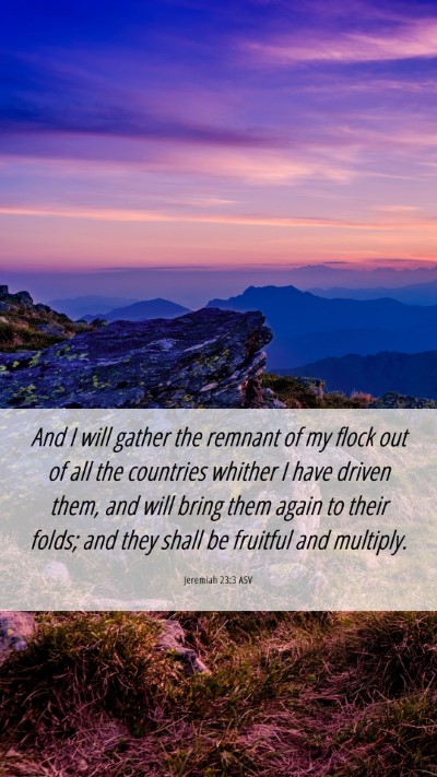 Picture 06 - Jeremiah 23:3 ASV Mobile Phone Wallpaper - And I will gather the remnant of my flock out of - Mobile Bible Verse Wallpaper
