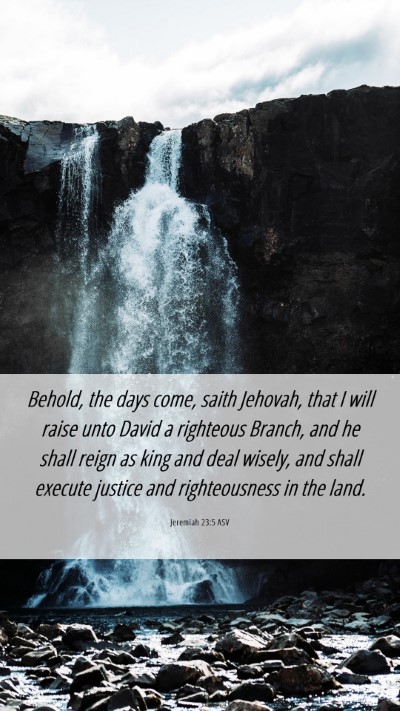 Picture 06 - Jeremiah 23:5 ASV Mobile Phone Wallpaper - Behold, the days come, saith Jehovah, that I will - Mobile Bible Verse Wallpaper