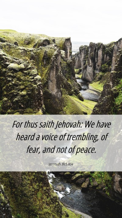 Picture 06 - Jeremiah 30:5 ASV Mobile Phone Wallpaper - For thus saith Jehovah: We have heard a voice of - Mobile Bible Verse Wallpaper