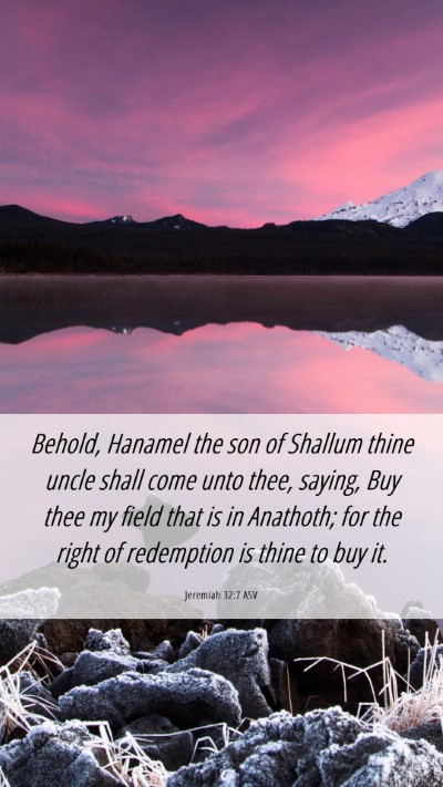 Picture 06 - Jeremiah 32:7 ASV Mobile Phone Wallpaper - Behold, Hanamel the son of Shallum thine uncle - Mobile Bible Verse Wallpaper