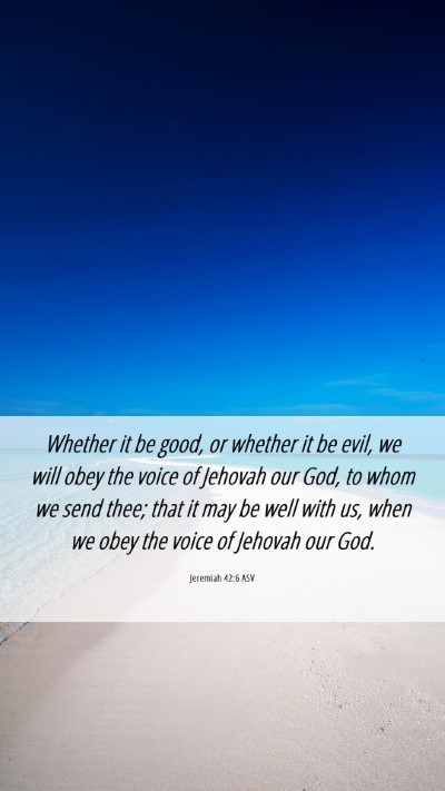 Picture 06 - Jeremiah 42:6 ASV Mobile Phone Wallpaper - Whether it be good, or whether it be evil, we - Mobile Bible Verse Wallpaper