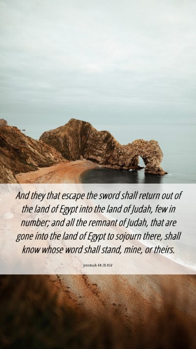 Picture 06 - Jeremiah 44:28 ASV Mobile Phone Wallpaper - And they that escape the sword shall return out - Mobile Bible Verse Wallpaper