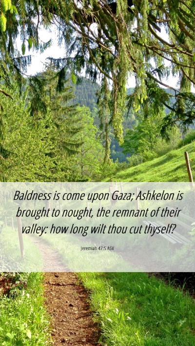 Picture 06 - Jeremiah 47:5 ASV Mobile Phone Wallpaper - Baldness is come upon Gaza; Ashkelon is brought - Mobile Bible Verse Wallpaper