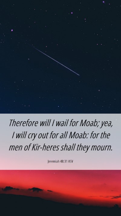 Picture 06 - Jeremiah 48:31 ASV Mobile Phone Wallpaper - Therefore will I wail for Moab; yea, I will cry - Mobile Bible Verse Wallpaper