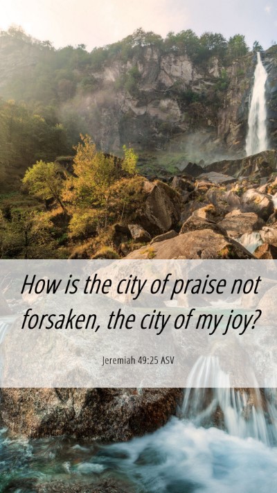Picture 06 - Jeremiah 49:25 ASV Mobile Phone Wallpaper - How is the city of praise not forsaken, the city - Mobile Bible Verse Wallpaper