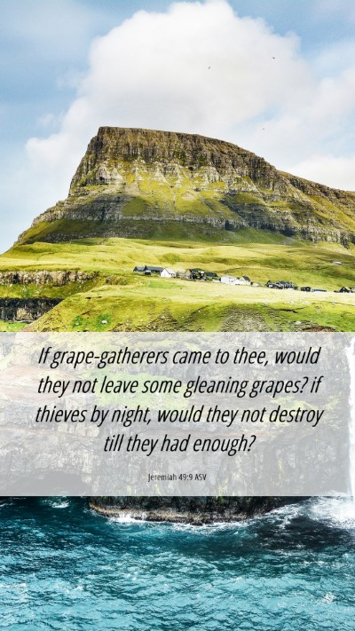 Picture 06 - Jeremiah 49:9 ASV Mobile Phone Wallpaper - If grape-gatherers came to thee, would they not - Mobile Bible Verse Wallpaper
