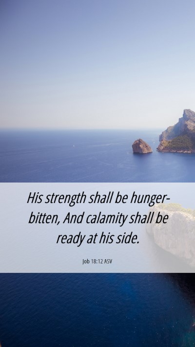 Picture 06 - Job 18:12 ASV Mobile Phone Wallpaper - His strength shall be hunger-bitten, And calamity - Mobile Bible Verse Wallpaper