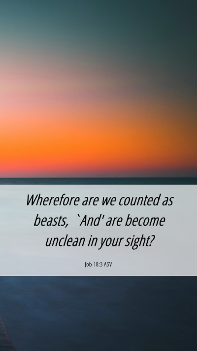 Picture 06 - Job 18:3 ASV Mobile Phone Wallpaper - Wherefore are we counted as beasts, `And' are - Mobile Bible Verse Wallpaper