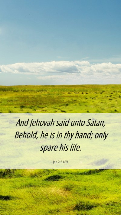Picture 06 - Job 2:6 ASV Mobile Phone Wallpaper - And Jehovah said unto Satan, Behold, he is in thy - Mobile Bible Verse Wallpaper
