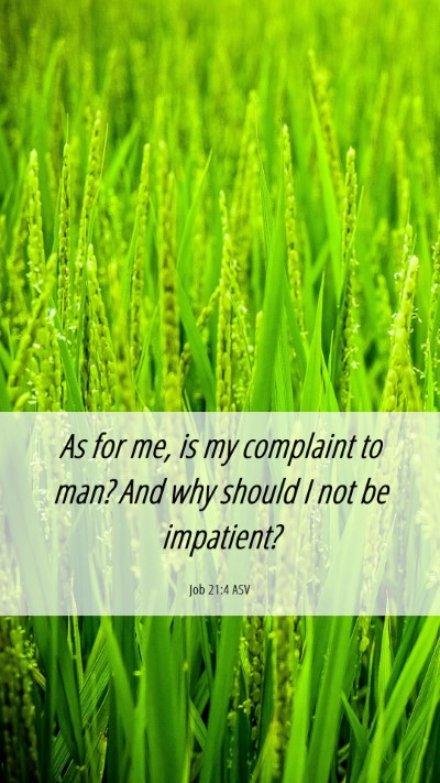 Picture 06 - Job 21:4 ASV Mobile Phone Wallpaper - As for me, is my complaint to man? And why should - Mobile Bible Verse Wallpaper