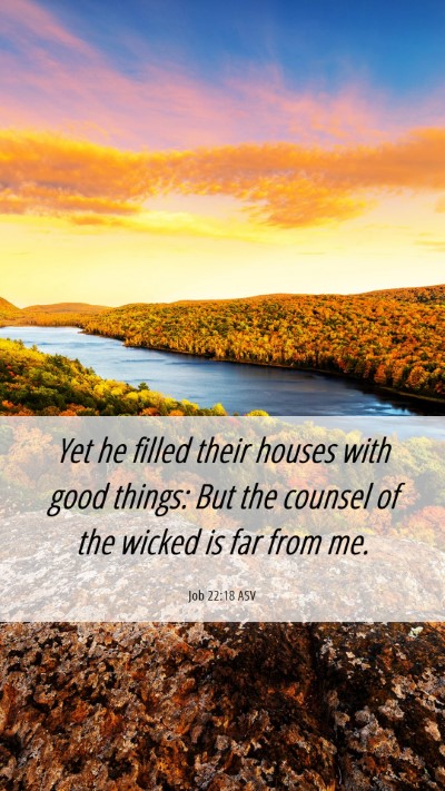 Picture 06 - Job 22:18 ASV Mobile Phone Wallpaper - Yet he filled their houses with good things: But - Mobile Bible Verse Wallpaper
