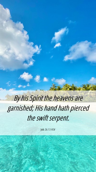 Picture 06 - Job 26:13 ASV Mobile Phone Wallpaper - By his Spirit the heavens are garnished; His hand - Mobile Bible Verse Wallpaper