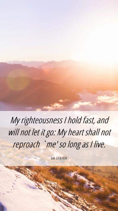 Picture 06 - Job 27:6 ASV Mobile Phone Wallpaper - My righteousness I hold fast, and will not let it - Mobile Bible Verse Wallpaper