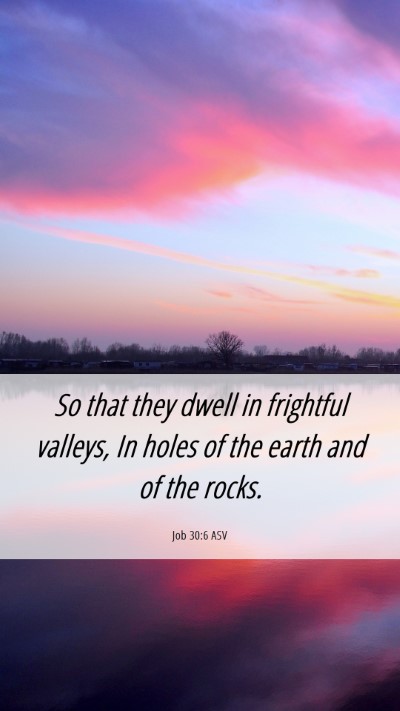 Picture 06 - Job 30:6 ASV Mobile Phone Wallpaper - So that they dwell in frightful valleys, In holes - Mobile Bible Verse Wallpaper