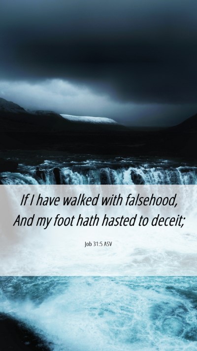 Picture 06 - Job 31:5 ASV Mobile Phone Wallpaper - If I have walked with falsehood, And my foot hath - Mobile Bible Verse Wallpaper