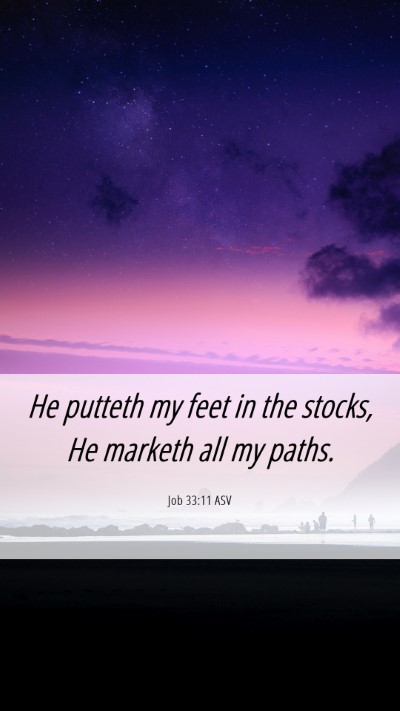 Picture 06 - Job 33:11 ASV Mobile Phone Wallpaper - He putteth my feet in the stocks, He marketh all - Mobile Bible Verse Wallpaper