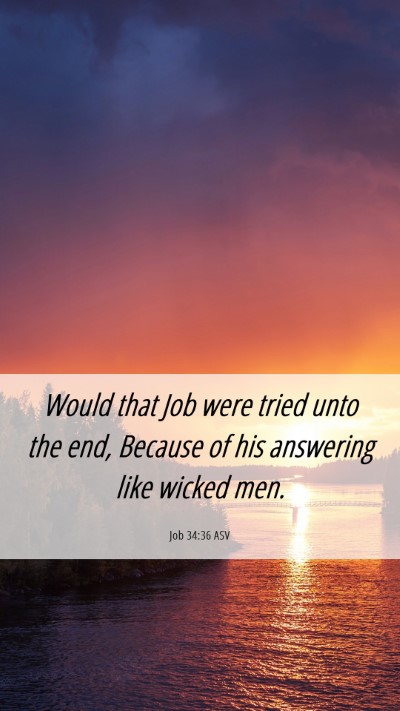 Picture 06 - Job 34:36 ASV Mobile Phone Wallpaper - Would that Job were tried unto the end, Because - Mobile Bible Verse Wallpaper
