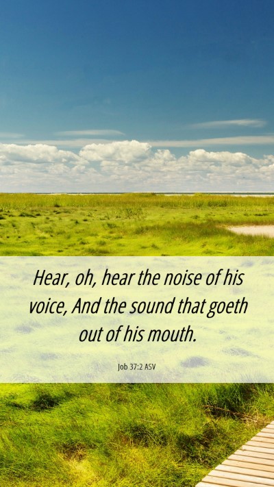 Picture 06 - Job 37:2 ASV Mobile Phone Wallpaper - Hear, oh, hear the noise of his voice, And the - Mobile Bible Verse Wallpaper