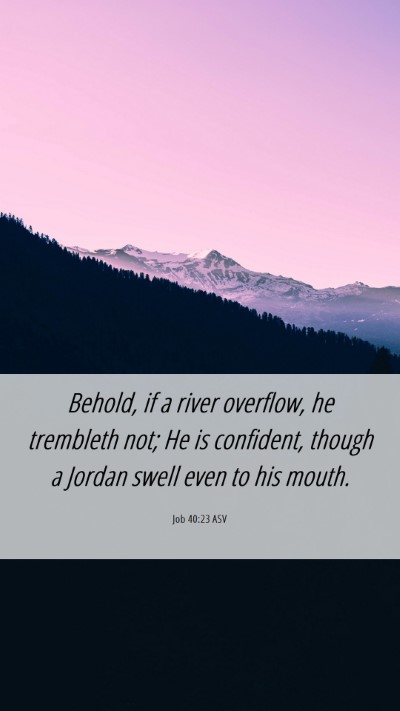 Picture 06 - Job 40:23 ASV Mobile Phone Wallpaper - Behold, if a river overflow, he trembleth not; He - Mobile Bible Verse Wallpaper