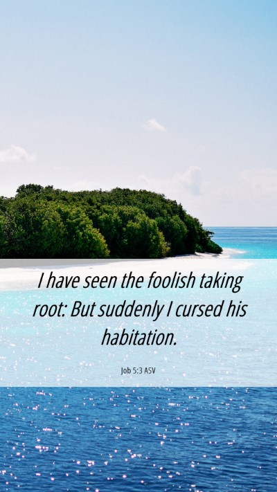 Picture 06 - Job 5:3 ASV Mobile Phone Wallpaper - I have seen the foolish taking root: But suddenly - Mobile Bible Verse Wallpaper