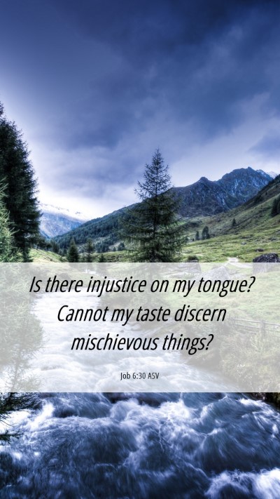 Picture 06 - Job 6:30 ASV Mobile Phone Wallpaper - Is there injustice on my tongue? Cannot my taste - Mobile Bible Verse Wallpaper
