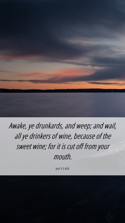 Picture 06 - Joel 1:5 ASV Mobile Phone Wallpaper - Awake, ye drunkards, and weep; and wail, all ye - Mobile Bible Verse Wallpaper