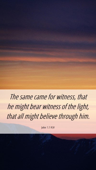 Picture 06 - John 1:7 ASV Mobile Phone Wallpaper - The same came for witness, that he might bear - Mobile Bible Verse Wallpaper