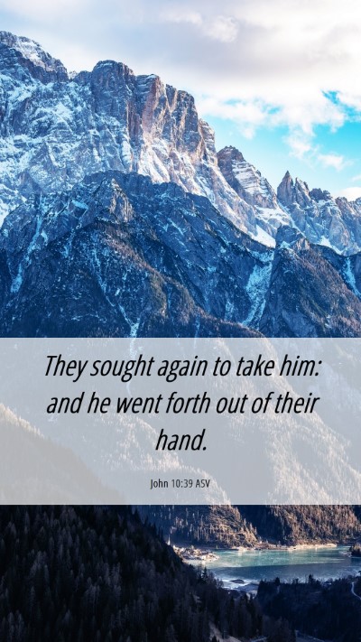 Picture 06 - John 10:39 ASV Mobile Phone Wallpaper - They sought again to take him: and he went forth - Mobile Bible Verse Wallpaper