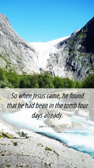 Picture 06 - John 11:17 ASV Mobile Phone Wallpaper - So when Jesus came, he found that he had been in - Mobile Bible Verse Wallpaper