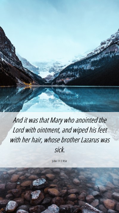 Picture 06 - John 11:2 ASV Mobile Phone Wallpaper - And it was that Mary who anointed the Lord with - Mobile Bible Verse Wallpaper