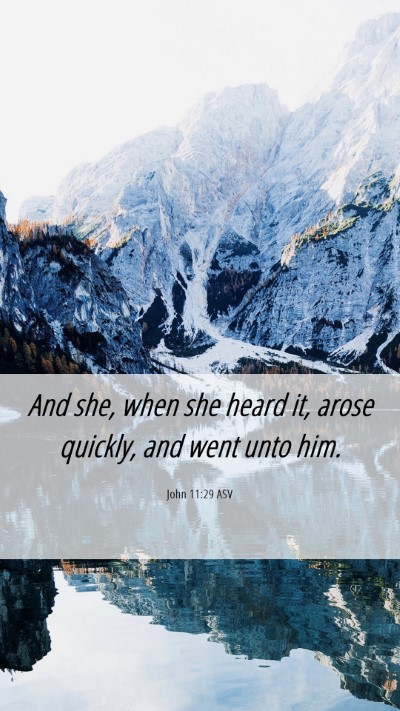 Picture 06 - John 11:29 ASV Mobile Phone Wallpaper - And she, when she heard it, arose quickly, and - Mobile Bible Verse Wallpaper