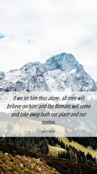 Picture 06 - John 11:48 ASV Mobile Phone Wallpaper - If we let him thus alone, all men will believe on - Mobile Bible Verse Wallpaper