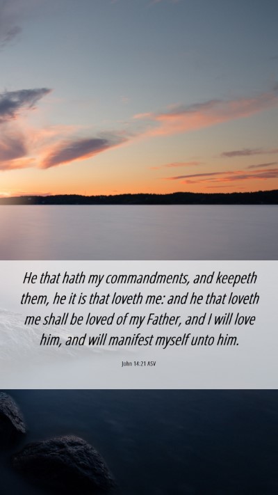 Picture 06 - John 14:21 ASV Mobile Phone Wallpaper - He that hath my commandments, and keepeth them, - Mobile Bible Verse Wallpaper