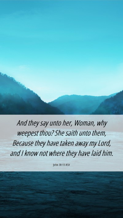 Picture 06 - John 20:13 ASV Mobile Phone Wallpaper - And they say unto her, Woman, why weepest thou? - Mobile Bible Verse Wallpaper
