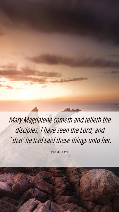 Picture 06 - John 20:18 ASV Mobile Phone Wallpaper - Mary Magdalene cometh and telleth the disciples, - Mobile Bible Verse Wallpaper