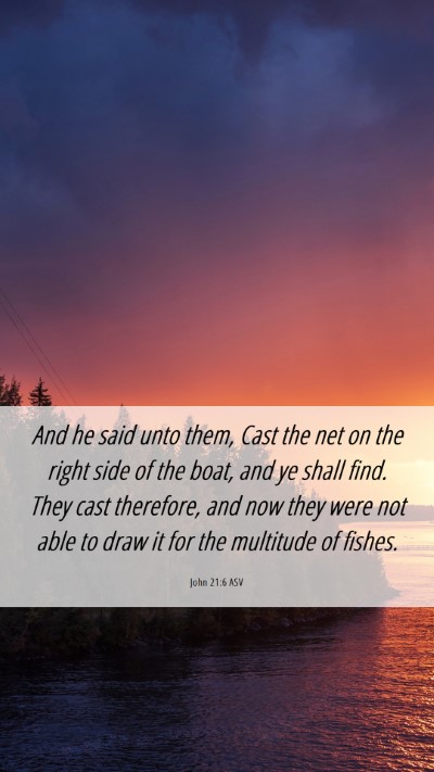 Picture 06 - John 21:6 ASV Mobile Phone Wallpaper - And he said unto them, Cast the net on the right - Mobile Bible Verse Wallpaper