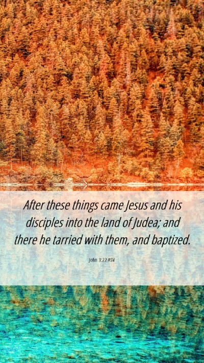Picture 06 - John 3:22 ASV Mobile Phone Wallpaper - After these things came Jesus and his disciples - Mobile Bible Verse Wallpaper