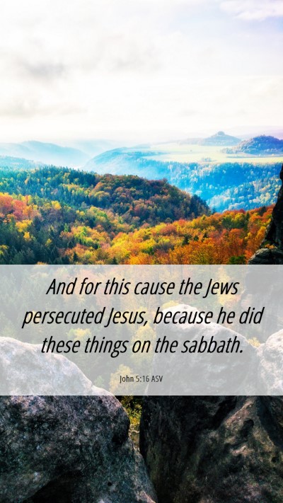 Picture 06 - John 5:16 ASV Mobile Phone Wallpaper - And for this cause the Jews persecuted Jesus, - Mobile Bible Verse Wallpaper