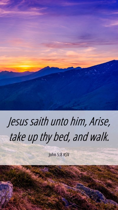 Picture 06 - John 5:8 ASV Mobile Phone Wallpaper - Jesus saith unto him, Arise, take up thy bed, and - Mobile Bible Verse Wallpaper