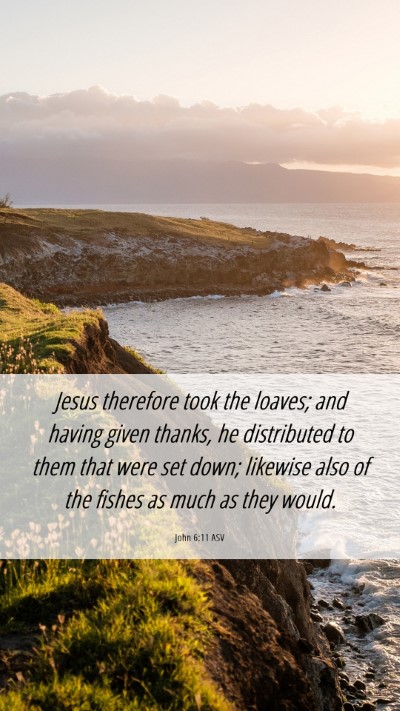 Picture 06 - John 6:11 ASV Mobile Phone Wallpaper - Jesus therefore took the loaves; and having given - Mobile Bible Verse Wallpaper