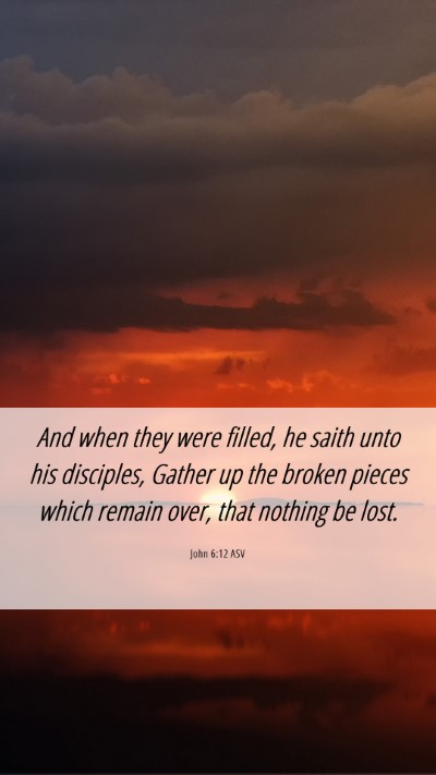 Picture 06 - John 6:12 ASV Mobile Phone Wallpaper - And when they were filled, he saith unto his - Mobile Bible Verse Wallpaper