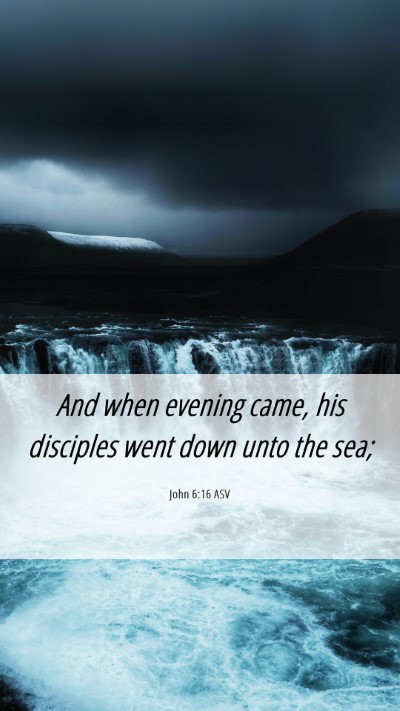 Picture 06 - John 6:16 ASV Mobile Phone Wallpaper - And when evening came, his disciples went down - Mobile Bible Verse Wallpaper