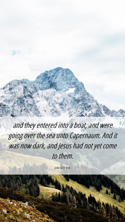 Picture 06 - John 6:17 ASV Mobile Phone Wallpaper - and they entered into a boat, and were going over - Mobile Bible Verse Wallpaper