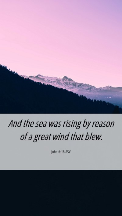 Picture 06 - John 6:18 ASV Mobile Phone Wallpaper - And the sea was rising by reason of a great wind - Mobile Bible Verse Wallpaper